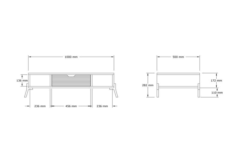 Sofabord Mastara 100x28,2x100 cm - Blå - Møbler - Bord - Sofabord & salongbord