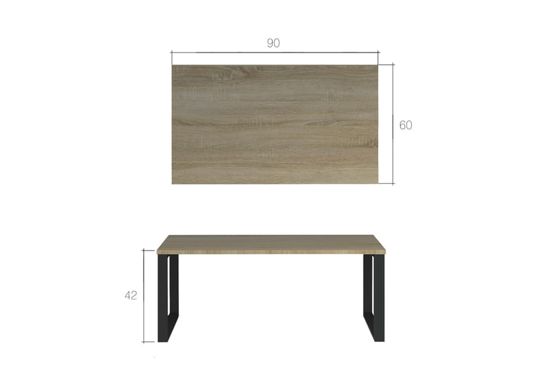 Sofabord Monteith 90 cm - Betonggrå/Svart - Møbler - Bord - Sofabord & salongbord