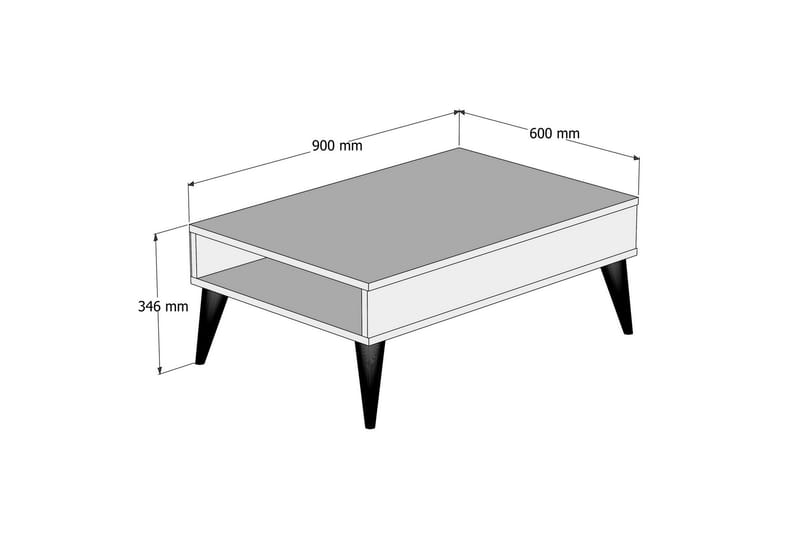 Sofabord Nyarai 90 cm med Oppbevaringshylle - Kremhvit/Natur - Møbler - Bord - Sofabord & salongbord