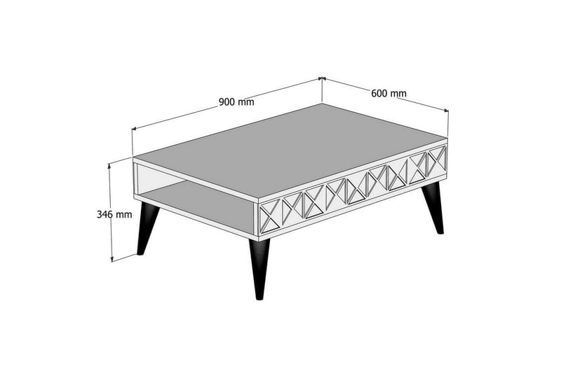 Sofabord Raffaldt 90 cm med Oppbevaringshylle - Eikefarge - Møbler - Bord - Sofabord & salongbord