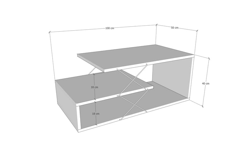 Sofabord Riyana 100 cm med Oppbevaringshylle - Antracit/Svart - Møbler - Bord - Sofabord & salongbord