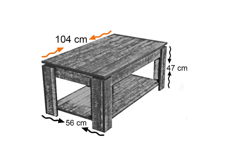 Sofabord Skoglund 104 cm med Oppbevaringshylle - Hvit - Møbler - Bord - Sofabord & salongbord