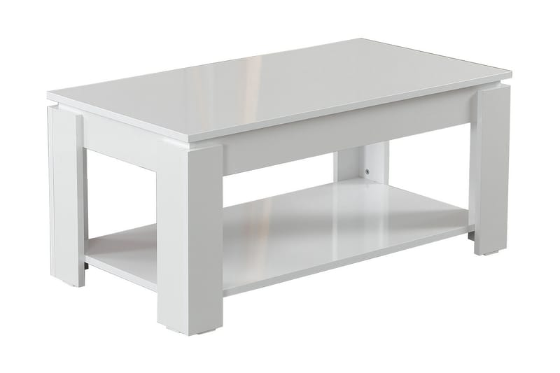 Sofabord Skoglund 104 cm med Oppbevaringshylle - Hvit - Møbler - Bord - Sofabord & salongbord