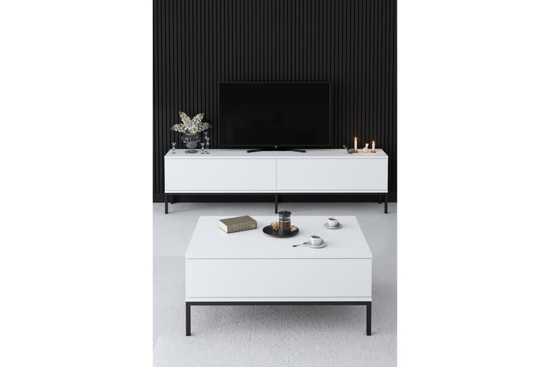 Sofabord Tejmon 90 cm - Hvit/Svart - Møbler - Bord - Sofabord & salongbord