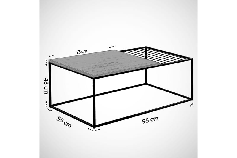 Sofabord Ubbeboda 95 cm Marmormønster Ribbor - Hvit/Svart - Møbler - Bord - Sofabord & salongbord