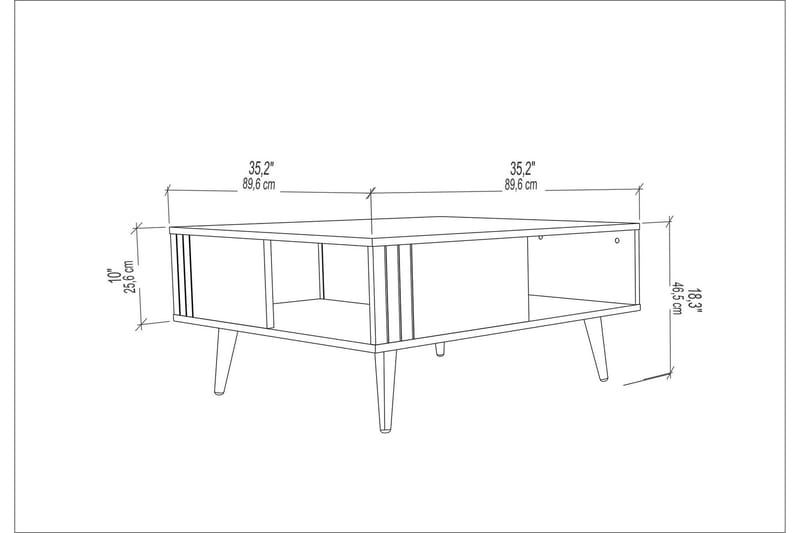 Sofabord Zakkum 89,6x46,5x89,6 cm - Eik - Møbler - Bord - Sofabord & salongbord