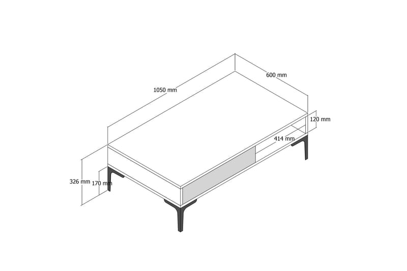 Sofabord Pikach 105x32,6x105 cm - Hvit - Møbler - Bord - Sofabord & salongbord