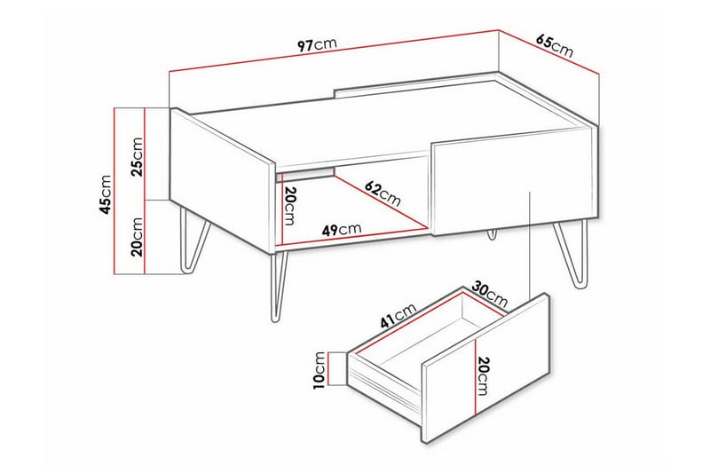 Soffbord Klinkerville 65 cm - Grafitt - Møbler - Bord - Sofabord & salongbord