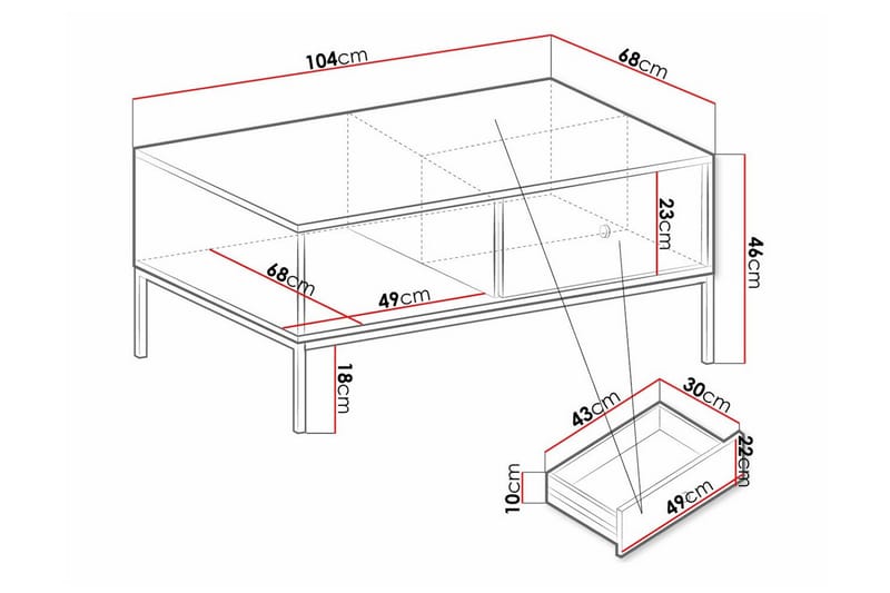 Soffbord Klinkerville 68,1 cm - Svart - Møbler - Bord - Sofabord & salongbord