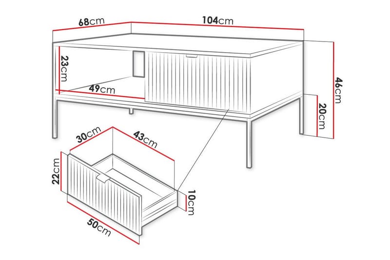 Soffbord Klinkerville 68 cm - Hvid - Møbler - Bord - Sofabord & salongbord