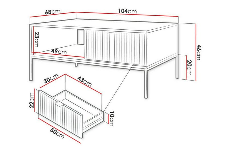 Soffbord Klinkerville 68 cm - Hvid - Møbler - Bord - Sofabord & salongbord