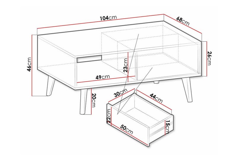 Soffbord Klinkerville 68 cm - Svart - Møbler - Bord - Sofabord & salongbord