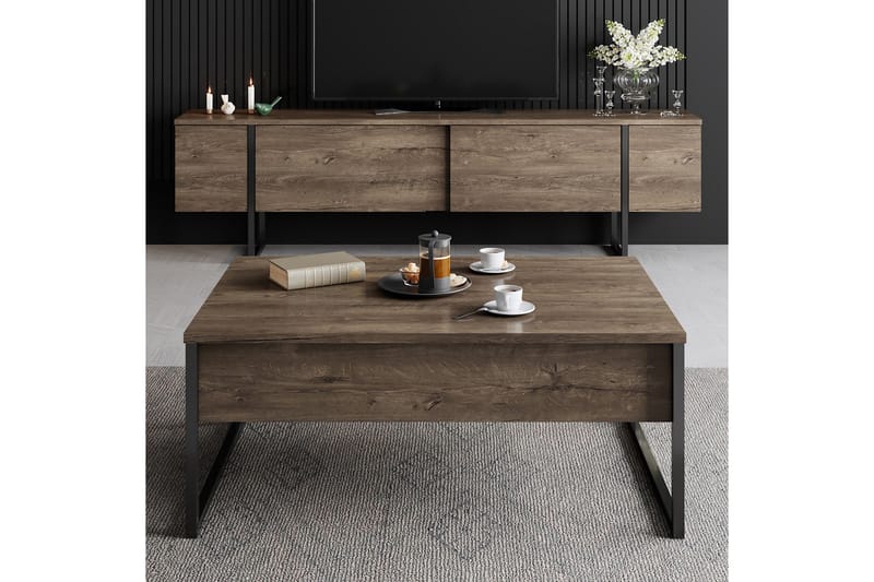 Soffbord Luxe 90x40 cm Brun/Svart - Møbler - Bord - Sofabord & salongbord