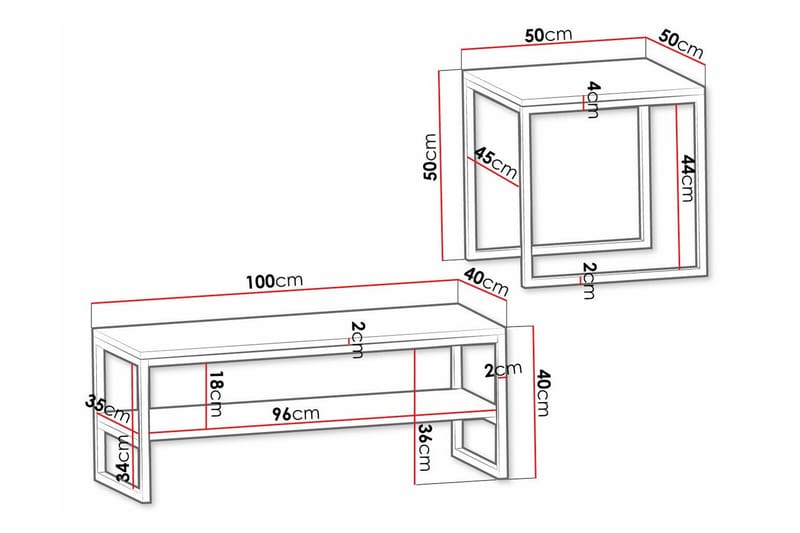 Soffbord Wardner 50 cm - Hvid - Møbler - Bord - Sofabord & salongbord