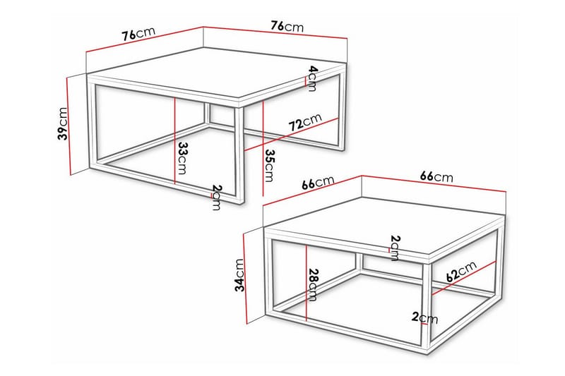 Soffbord Wardner 76 cm - Hvid - Møbler - Bord - Sofabord & salongbord