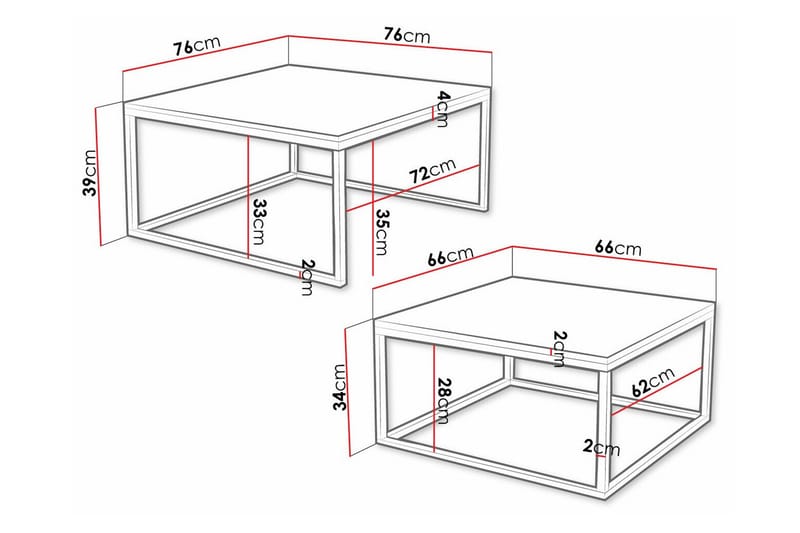 Soffbord Wardner 76 cm - Svart - Møbler - Bord - Sofabord & salongbord