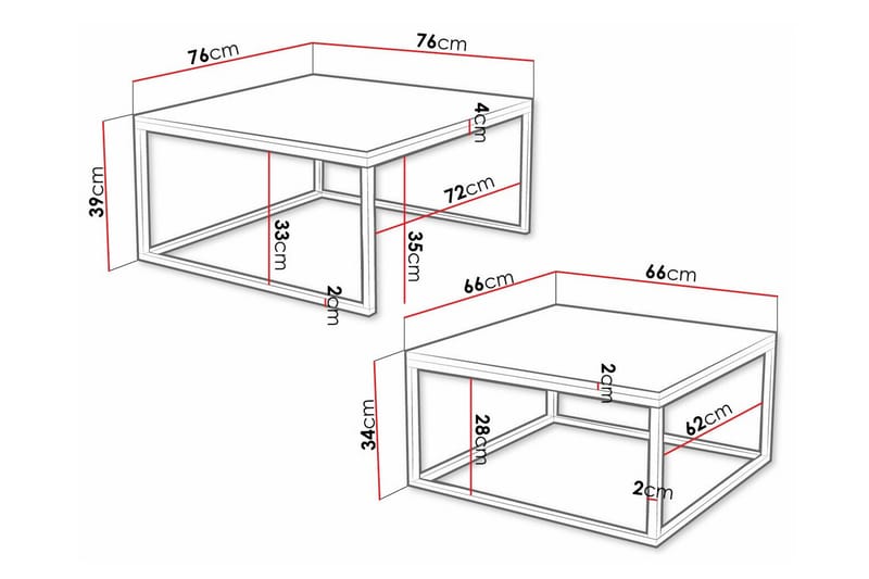 Soffbord Wardner 76 cm - Svart - Møbler - Bord - Sofabord & salongbord