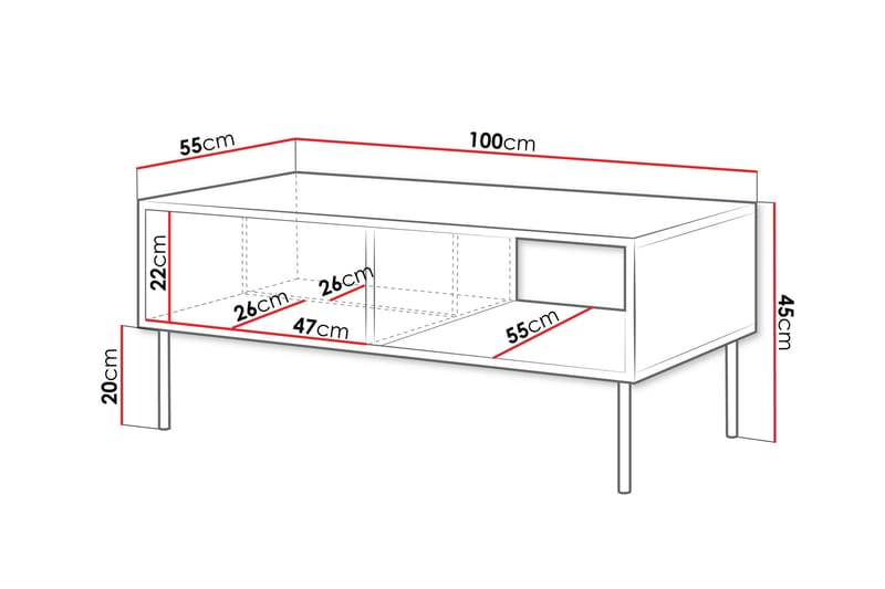 Sofabord Soublet 100 cm - Svart - Møbler - Bord - Sofabord & salongbord