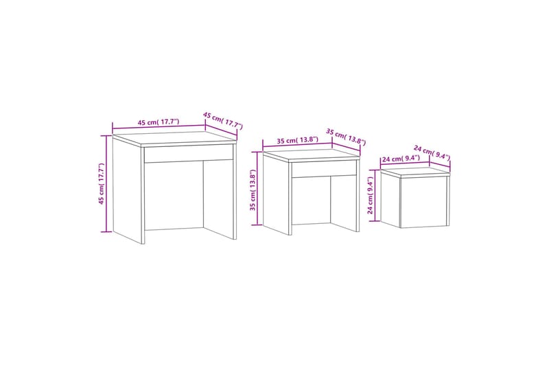 Stablebord 3 stk brun eik konstruert tre - Brun - Møbler - Bord - Sofabord & salongbord