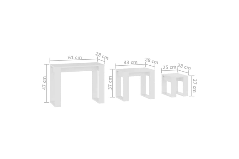 Stablebord 3 stk hvit sponplate - Hvit - Møbler - Bord - Sofabord & salongbord