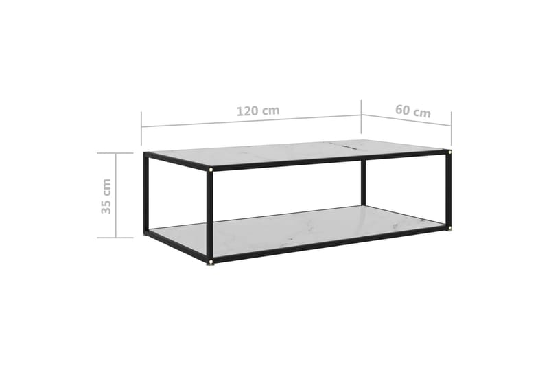 Tebord hvit 120x60x35 cm herdet glass - Hvit - Møbler - Bord - Sofabord & salongbord