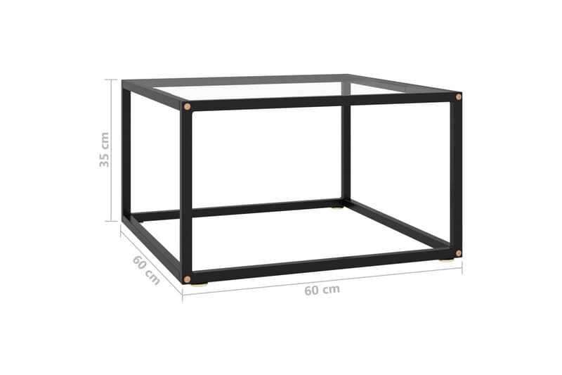 Tebord svart med herdet glass 60x60x35 cm - Svart - Møbler - Bord - Sofabord & salongbord