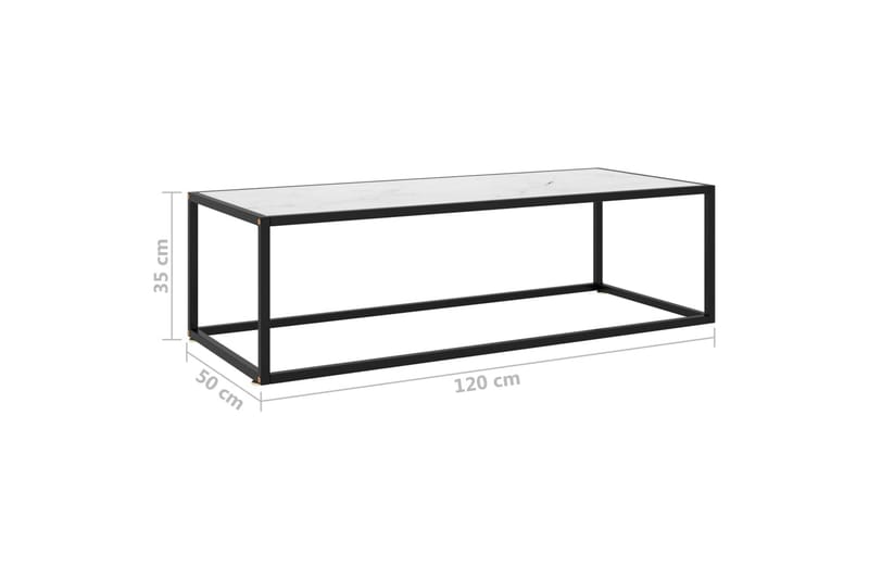 Tebord svart med hvitt marmorglass 120x50x35 cm - Svart - Møbler - Bord - Sofabord & salongbord