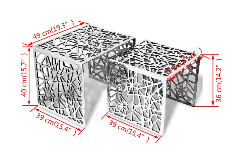 To-delers Sidebord Kvadratisk Aluminium Sølv - Sølv - Møbler - Bord - Sofabord & salongbord