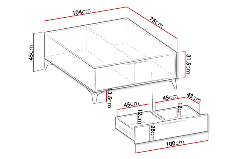 Sofabord Vemdalen 104 cm - Sand beige - Møbler - Bord - Sofabord & salongbord