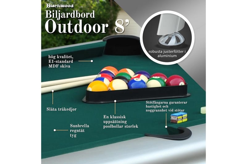 Biljardbord Blackwood Outdoor 8’ - Svart - Spillebord - Biljardbord