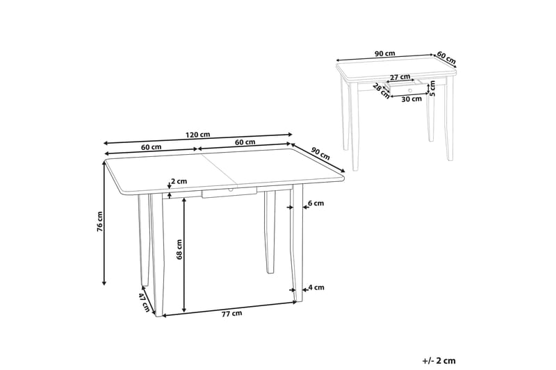 Spisebord Burgos Forlengbart 90-120x60 cm - Lysebrun - Møbler - Bord - Spisebord & kjøkkenbord