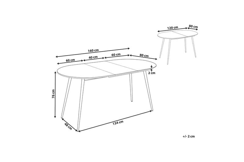 Spisebord Castellana Forlengbart 120-160x80 cm - Hvit Svart - Møbler - Bord - Spisebord & kjøkkenbord