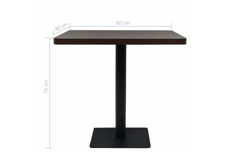 Bistrobord MDF og stål firkantet 80x80x75 cm mørk aske - Brun - Møbler - Bord - Spisebord & kjøkkenbord