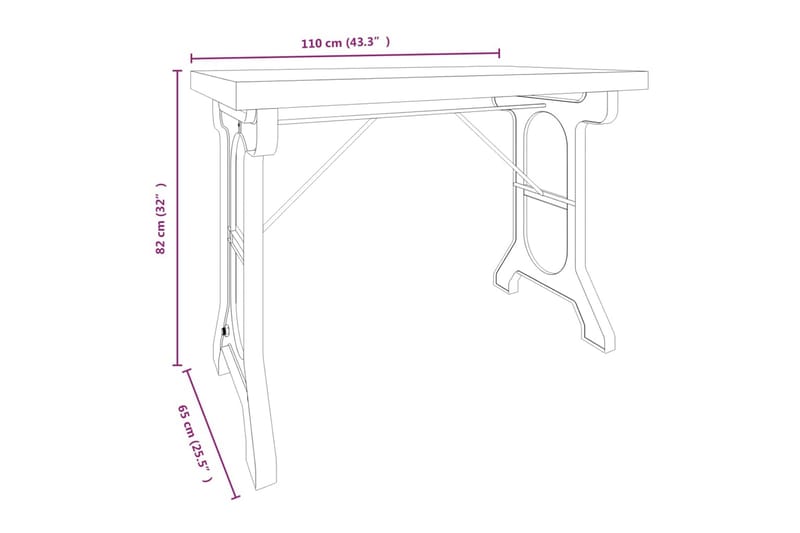 Spisebord 110x65x82 cm heltre gran og jern - Brun - Møbler - Bord - Spisebord & kjøkkenbord