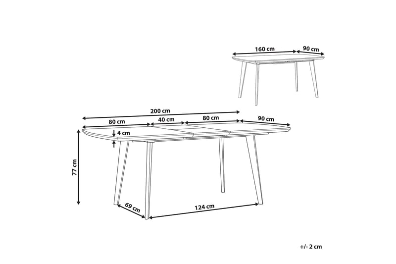 Spisebord Aukland 200 cm Sammenleggbart - Hvit/Gull - Møbler - Bord - Spisebord & kjøkkenbord