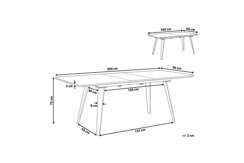 Spisebord Daiton 200 cm - Svart - Spisebord & kjøkkenbord