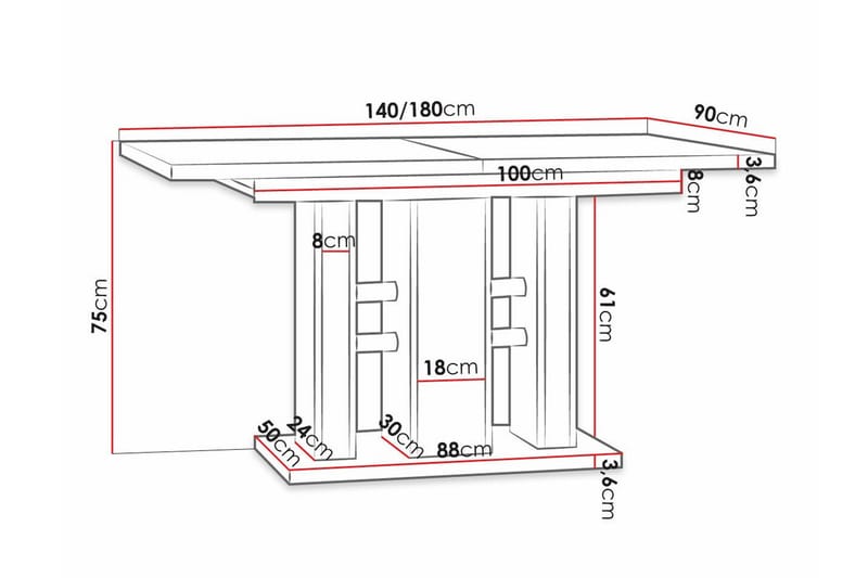 Spisebord Denogal 90 cm - Svart - Møbler - Bord - Spisebord & kjøkkenbord