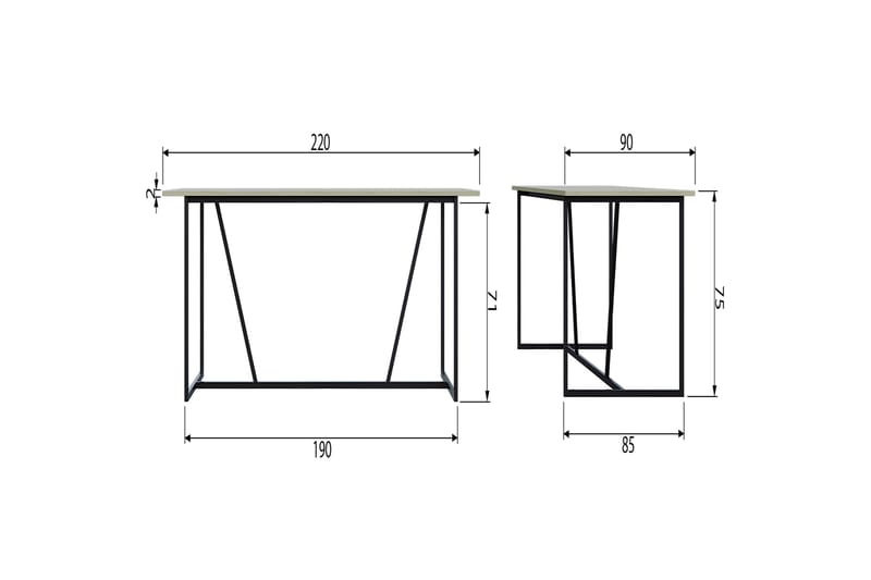 Spisebord Iria 220 cm - Beige - Møbler - Bord - Spisebord & kjøkkenbord