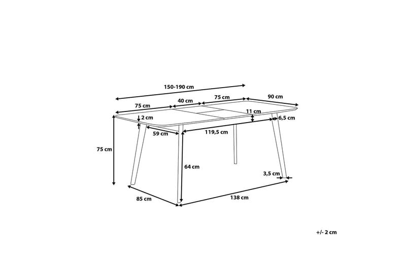 Spisebord Mado | 190 cm - Tre | Natur - Møbler - Bord - Spisebord & kjøkkenbord