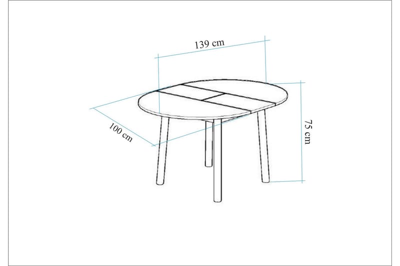 Spisebord Oliver 100 cm - Valnøtt/Svart - Møbler - Bord - Spisebord & kjøkkenbord