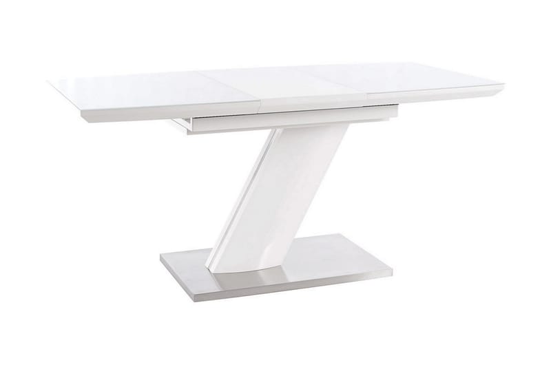 Spisebord Rexdale Forlengningsbart 120 cm - Glass/Hvit Matt Lakk/Sølv - Sammenleggbart bord - Marmorbord - Spisebord & kjøkkenbord