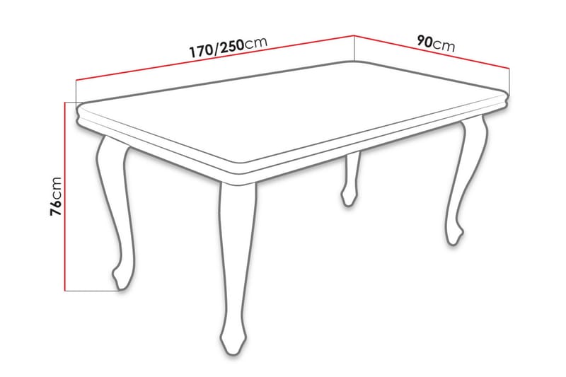 Spisebord Tabell 170x90x76 cm - Hvit - Møbler - Bord - Spisebord & kjøkkenbord