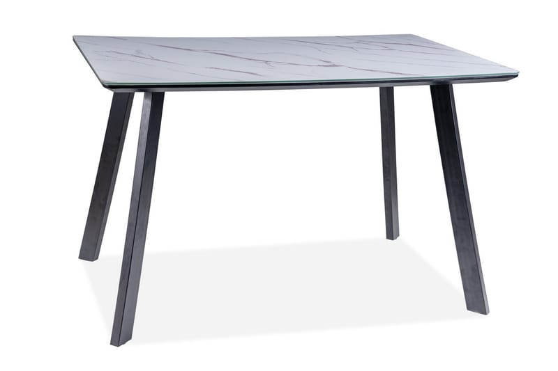 Spisebord Tuena 120 cm - Glass/Hvit/Svart - Sammenleggbart bord - Marmorbord - Spisebord & kjøkkenbord