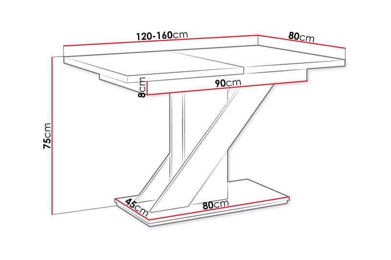 Spisebord Yayla 160 cm - Hvit - Møbler - Bord - Spisebord & kjøkkenbord