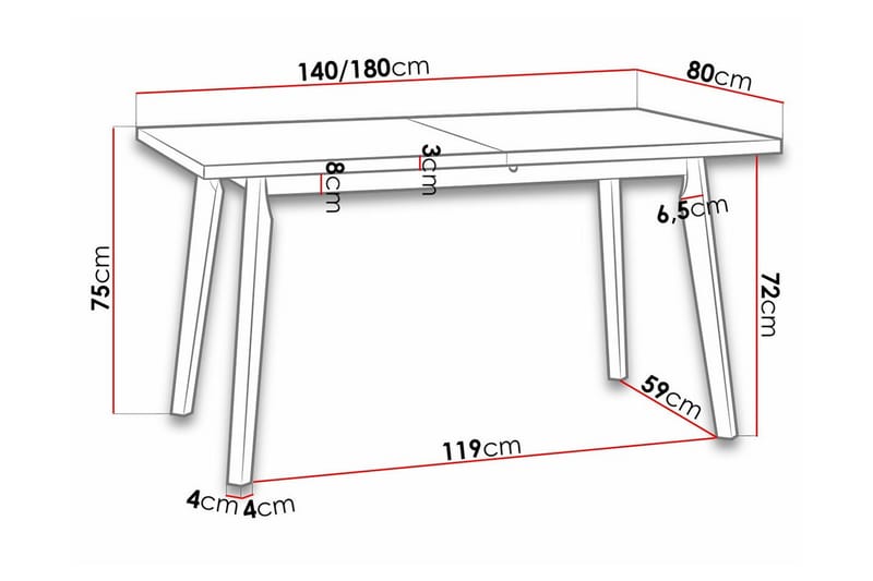 Spisebord Patrickswell 80 cm - Svart - Møbler - Bord - Spisebord & kjøkkenbord