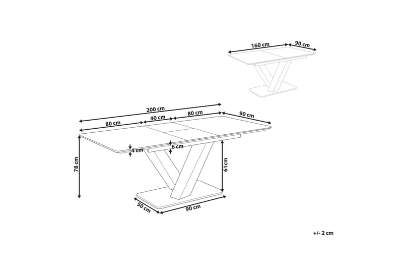 Spisebord Lleida Forlengbart 160-200x90 cm - Hvit - Møbler - Bord - Spisebord & kjøkkenbord