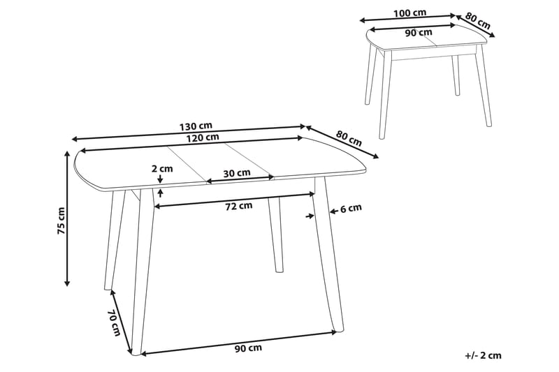 Spisebord Morinville Forlengbart 100-130x80 cm - Lysebrun - Møbler - Bord - Spisebord & kjøkkenbord