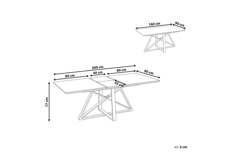 Spisebord Nettuno Forlengbart 160-200x90 cm - Hvitt Gull - Møbler - Bord - Spisebord & kjøkkenbord