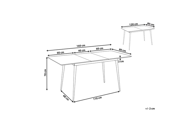 Spisebord Rablio Forlengbart 120-160x80 cm - Svart/Grå - Møbler - Bord - Spisebord & kjøkkenbord