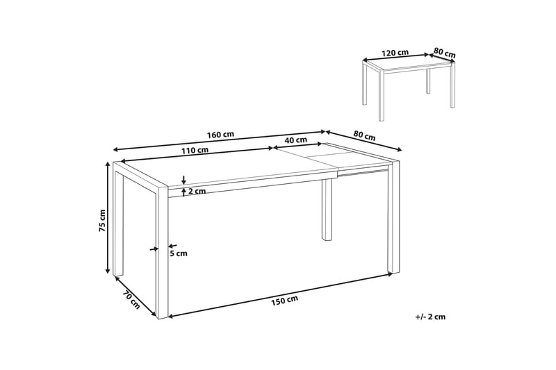 Spisebord Renton Forlengbart 120-160x80 cm - Svart - Møbler - Bord - Spisebord & kjøkkenbord